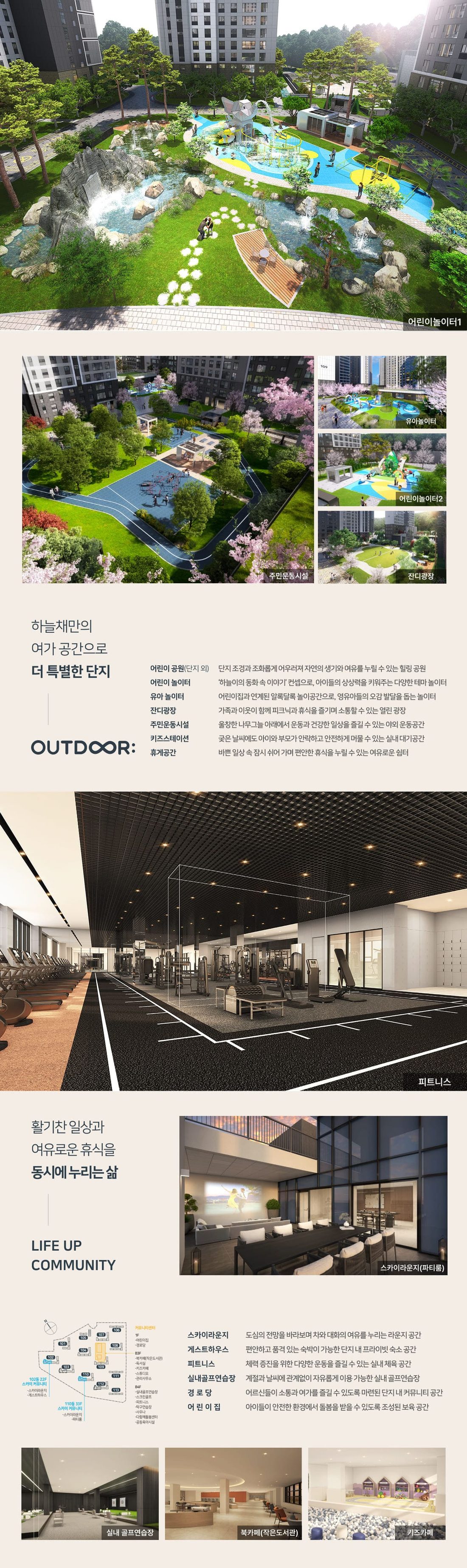 커뮤니티 시설 안내, 스카이라운지·게스트하우스 등 단지 내 공용 시설